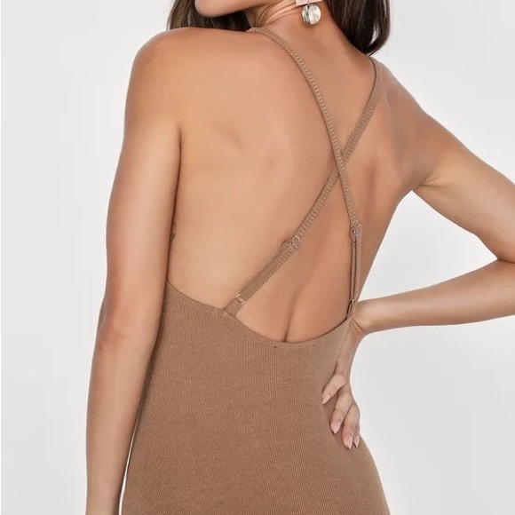 NEW Lulus Light Brown Cutout Ribbed Bodysuit - Picture 5 of 5